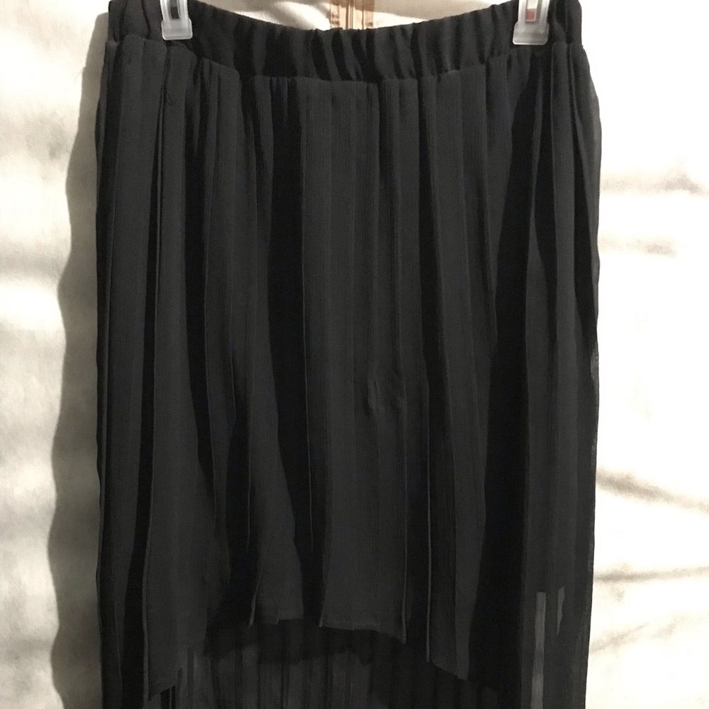 High waisted black maxi skirt. High/low skirt